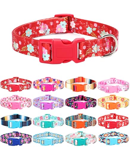 Moonpet Hundehalsband für Welpen, Größe XS, S, M, L, Unisex, niedliches Design, für Jungen und Mädchen, weich, verstellbar, Bohemia, ausgefallenes Blumenmuster, Größe L von Moonpet