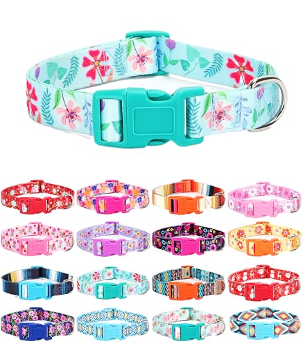 Moonpet Hundehalsband für Welpen, Größe XS, S, M, L, Unisex, niedliches Design, für Jungen und Mädchen, weich, verstellbar, Bohemia, ausgefallenes Blumenmuster, Größe L von Moonpet