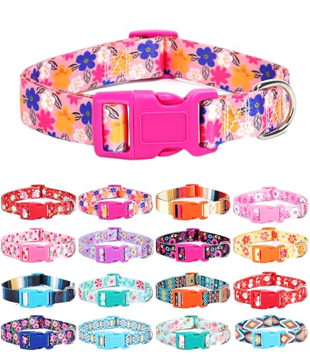 Moonpet Hundehalsband für Welpen, Größe XS, S, M, L, Unisex, niedliches Design, für Jungen und Mädchen, weich, verstellbar, Bohemia, ausgefallenes Blumenmuster, Größe M von Moonpet