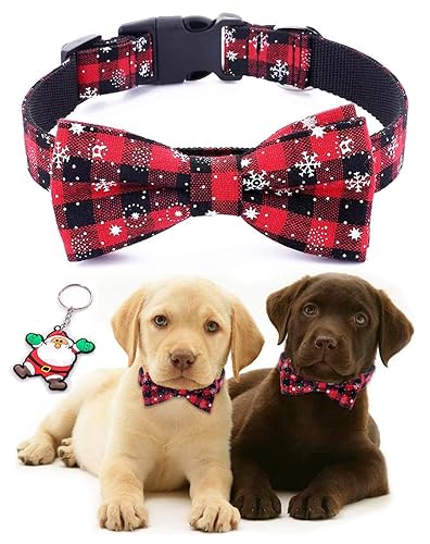 Weihnachten Katzenhalsband Hundehalsband mit Fliege - Süße Mode für kleine mittelgroße Hunde-XS von Moonpet