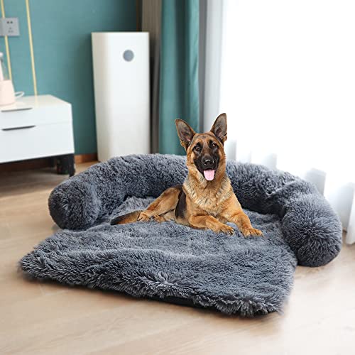 MoonxHome Plüsch-Hundebett mit Schaumstoff-Nackenpolster, Plüsch-Haustierbett für mittelgroße Hunde, Universal-Tiermöbelschutz, Schlafsofabezug, maschinenwaschbar dunkelgrau mittel MoonxHome Plüsch-Hundebett mit Schaumstoff-Nackenpolster, Plüsch-Haustierbett für mittelgroße Hunde, Universal-Tiermöbelschutz, Schlafsofabezug, maschinenwaschbar dunkelgrau mittel von MoonxHome