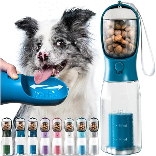 MoonyMars Tragbare Hunde-Wasserflasche, 3-in-1-Reise-Wassernapf mit Futterbehälter und Kotbeutelhalter, Haustier-Wasserspender, Sommer, Outdoor, Spazierengehen, Wandern, Zubehör für Hunde, von MoonyMars