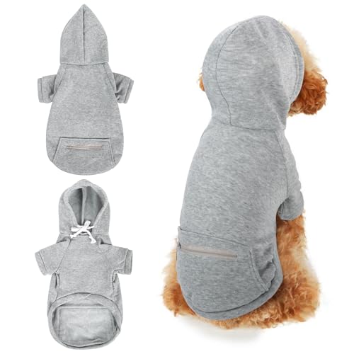 Moorle Hunde Hoodie, Pullover für kleine Hunde, Hunde Kapuzenpullis Kleine, Winter Warm Hundepulli Mantel Grau für Kleine Hunde und Katzen Pet Kleine Hunde Hunde-Kapuzenpullover Gr. XL von Moorle