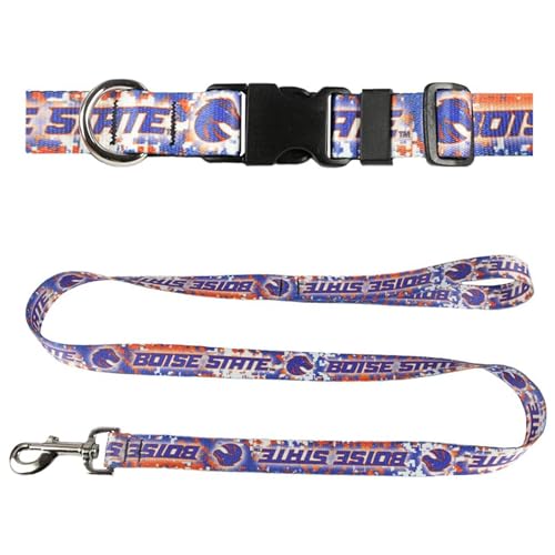 Boise State Hundehalsband & Leine Set - Passendes Hundehalsband & 1,8 m Hundeleine, 1,9 cm breites Halsband verstellbar 11-1/2-17-1/2 Zoll, Medium, Digi Broncos von Moose Pet Wear