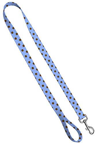 Moose Pet Wear Deluxe Hundeleine - gemusterte robuste Hundeleine - Made in USA - 2,5 cm x 4 Fuß, 1" Leash 4 FT, Polka Dots Brown on Blue von Moose Pet Wear