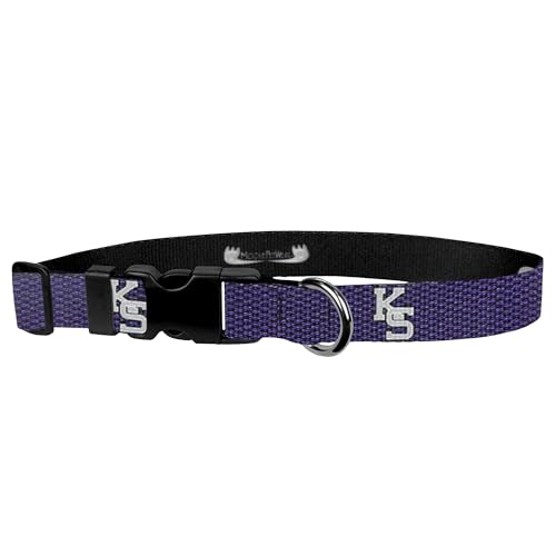 Moose Pet Wear Kansas State University Hundehalsband, verstellbar, 1" Adjustable Deluxe Collar - Medium, Violetter Kohlefaser. von Moose Pet Wear