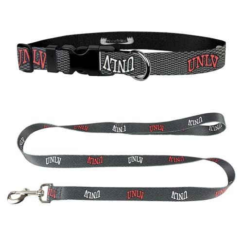 Moose Pet Wear UNLV Runnin' Rebels Hundehalsband, verstellbar, 1" Adjustable Deluxe Collar - Large, Rot und Weiß/Grau Kohlefaser von Moose Pet Wear