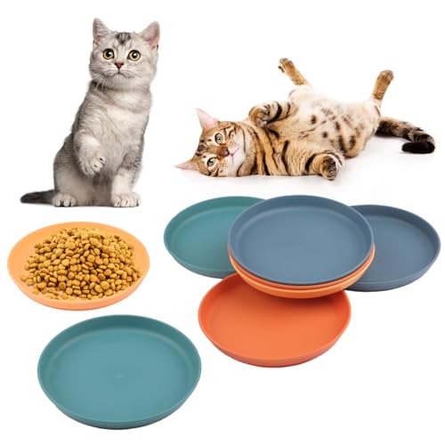 Katzennapf, 8 Stück Futternapf Katze, Flach Fressnapf Katze, Bunt Katzennäpfe, Katzenschüssel Katzen für Futter und Wasser, Katzenteller, für Kätzchen und kurzbeinige Katzen von Moosono