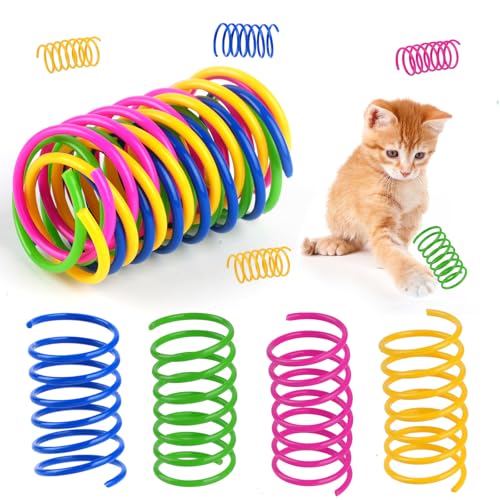 Moosono 60 Stück katzenspielzeug, Bunte spirale Spielzeug Katze,interaktives Spielzeug für Katzen, Plastik Spiralen katzenspielzeug Set, Neuheit Haustiere Spielzeug Spiralfedern von Moosono