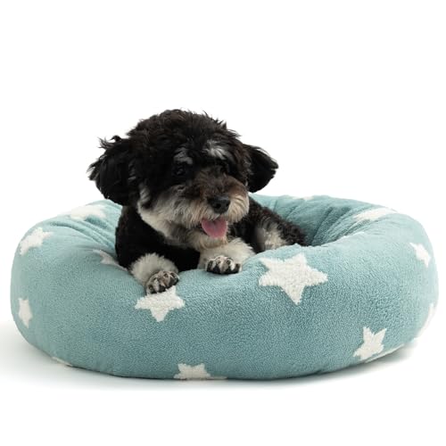 Mora Pets Donut kleines Hundebett, rund, Katzenbetten für Hauskatzen, 58,4 cm, Blau von Mora Pets