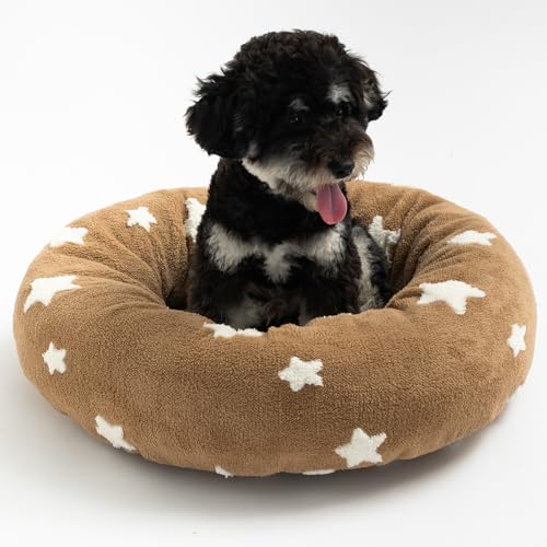 Mora Pets Donut kleines Hundebett, rund, Katzenbetten für Hauskatzen, 58,4 cm, Braun von Mora Pets