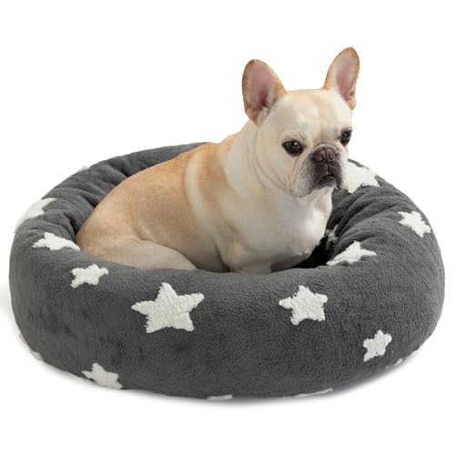 Mora Pets Donut kleines Hundebett, rund, Katzenbetten für Indoor-Katzen, 58,4 cm, Grau von Mora Pets