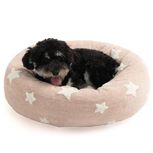 Mora Pets Donut kleines Hundebett, rund, Katzenbetten für Indoor-Katzen, 58,4 cm, Rosa von Mora Pets