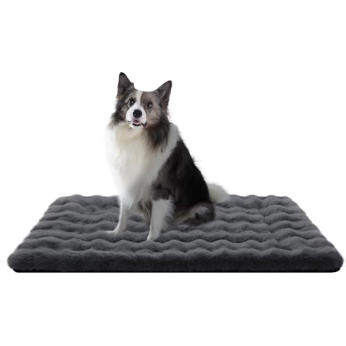 Mora Pets Hundebett Flauschig Hundedecke Waschbar Hundematte Hundekissen Weiches und Warmes für Kleine Mittelgroße Grosse Hunde Decke Kuschelig und rutschfest Dunkelgrau 107 x 71 cm von Mora Pets