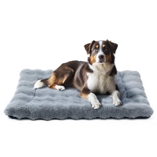 Mora Pets Hundebett Flauschig Hundedecke Waschbar Hundematte Hundekissen Weiches und Warmes für Kleine Mittelgroße Grosse Hunde Decke Kuschelig und rutschfest Grau 76 x 48 cm von Mora Pets