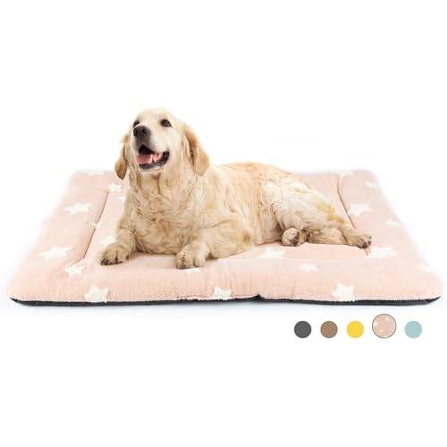 Mora Pets Hundekäfig-Unterlage, Hundebett-Matte für große Hunde, waschbar, für 106,7 cm Käfig, ultraweiche, flache Welpenmatratze, Katzenkätzchen, Kissen für gemütliches Schlafen, rutschfest, Rosa, von Mora Pets