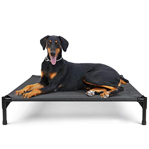 Mora Pets Hundeliege Outdoor Grosse Hunde Erhöhtes Hundebett Hunde Liege Draußen Bett im Garten und Indoor einsetzbar Haustierliege Camping 103.5 x 75 x 18 cm Grau von Mora Pets