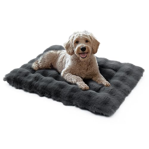 Mora Pets Hundebett Flauschig Hundedecke Waschbar Hundematte Hundekissen Weiches und Warmes für Kleine Mittelgroße Grosse Hunde Decke Kuschelig und rutschfest Dunkelgrau 61 x 46 cm von Mora Pets