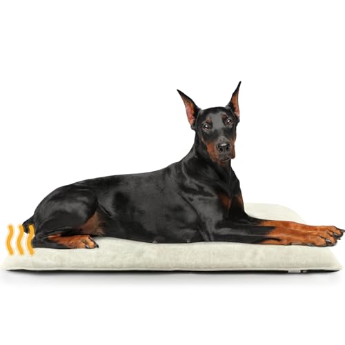 Mora Pets Hundematte Waschbar Hundedecke Wasserdicht & rutschfest Wärmedecke für Hunde Selbstheizende Decke Thermodecke Hund Hundebett für Kleine Mittelgroße Grosse Hunde Beige 122 x 74 cm von Mora Pets