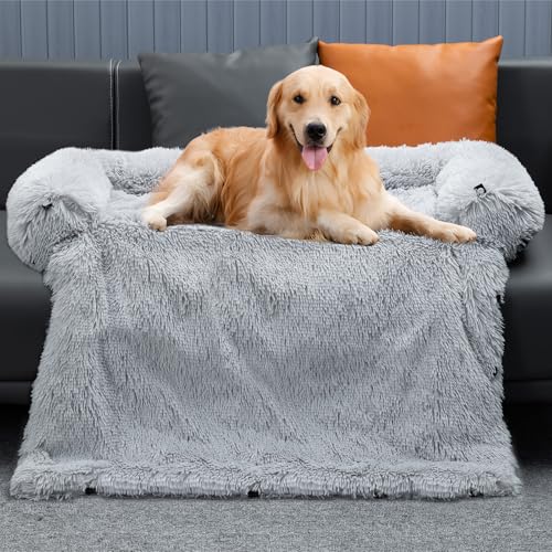 Mora Pets Sofaschutz Hund Hundedecke Sofa Hundebett Couch Plüsch Sofaschoner für Hunde wasserdicht & antirutsch Hundekissen, L 104 x B 122 x H 18 cm (4-in-1) von Mora Pets