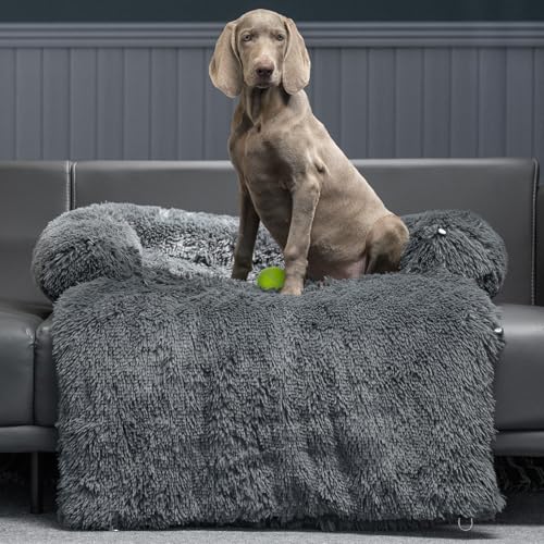 Mora Pets Hundebett Plüsch Sofaschutz Hund Hundedecke Sofa Couch Sofaschoner für Hunde wasserdicht & antirutsch Hundekissen für kleine und mittelgroße Hunde, L 78 x B 94 x H 12 cm (4-in-1) von Mora Pets