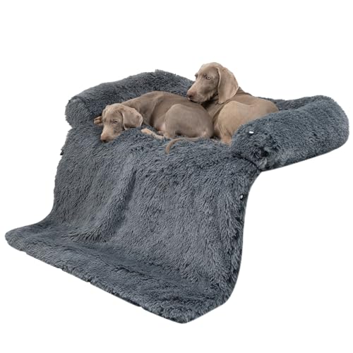 Mora Pets Hundebett Plüsch Sofaschutz Hund Hundedecke Sofa Couch Sofaschoner für Hunde wasserdicht & antirutsch Hundekissen für mittelgroße Hunde, L 89 x B 112 x H 15 cm (4-in-1) von Mora Pets