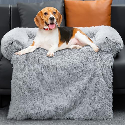 Mora Pets Sofaschutz Hund Hundedecke Sofa Hundebett Couch Plüsch Sofaschoner für Hunde wasserdicht & antirutsch Hundekissen, L 89 x B 112 x H 15 cm (4-in-1) von Mora Pets