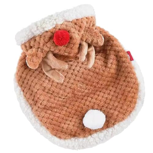 Morain Hübsches Hunde Weihnachts Outfit Mit Rentier Kapuzen Winter Warmem Hirsch Kostüm Umhang Für Haustier Hundekatzen Ferien Thema Haustier Umhang von Morain