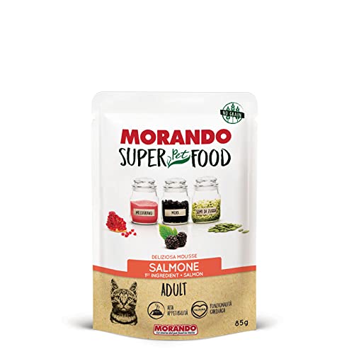 Morando Super Pet Food AdultMousse Nassfutter für Katzen (100% Made in Italy, Katzennassfutter, Hauptzutat: Lachs,Nassfutter Katze, Portionsgröße: 85 g) von Morando