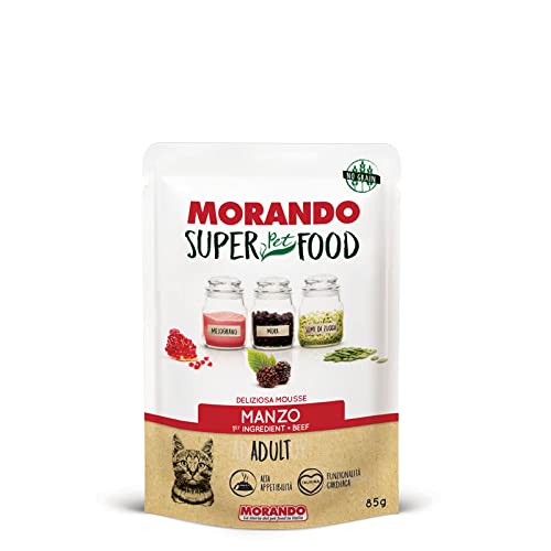 Morando Super Pet Food AdultMousse Nassfutter für Katzen (100% Made in Italy, Katzennassfutter, Hauptzutat: Rindfleisch, Nassfutter Katze, Portionsgröße: 85 g) von Morando