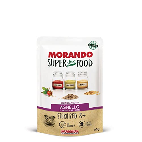 Morando Super Pet Food Mousse Nassfutter für Katzen (STERILIZED, Katzennassfutter, 100% Made in Italy, Hauptzutat: Lammfleisch, Nassfutter Katze, Portionsgröße: 85 g) von Morando