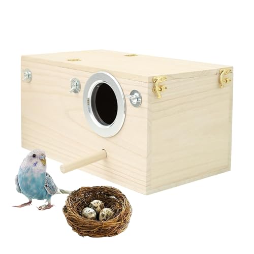 Moreeulsi 19,5x12cm Sittich Nistkasten Wellensittich Zuchtbox, Natürliche Vogel Zuchtbox, Massivholz Papagei Zucht Box, Durable Vogelzuchtbox Nistkasten Vogelhaus, Vogelhaus Brutkasten Vogelhaus von Moreeulsi