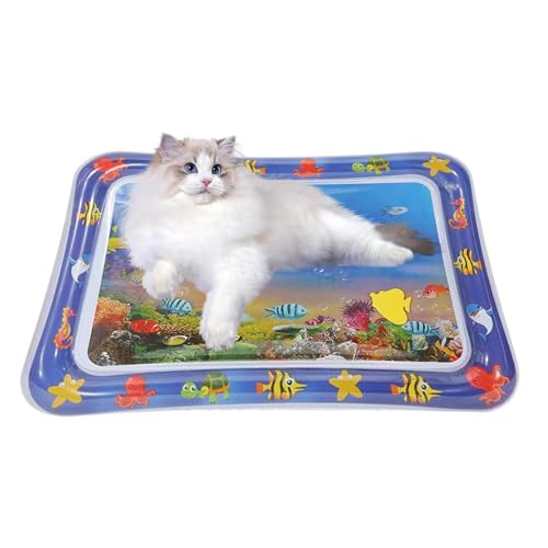 Moreeulsi 69x50cm Wassersensor Spielmatte Katze, Sensorische Wasserspielmatte Für Katzen, Wasser-Sensor-Spielmatte Mit Fischen Für Haustiere, Sensor Wasser Spielmatte, Wassermatte Für Katzen von Moreeulsi