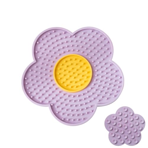 Moreeulsi Butter-Leckpad, Leckpad für langsame Fütterungen, Silikon-Butter-Leckpad, Katze, Leckmatte verbessert die Butterleck-Pad-Erfahrung, interaktives Haustierspielzeug, Blumen-Silikon-Pad, 15 cm von Moreeulsi