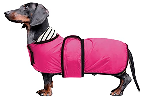 Morezi Hunderegenmantel mit Reflexstreifen, Regen-/wasserdicht, verstellbare Weste, geeignet für kleine und mittelgroße Hunde wie Dackel-Pink-XL von Morezi