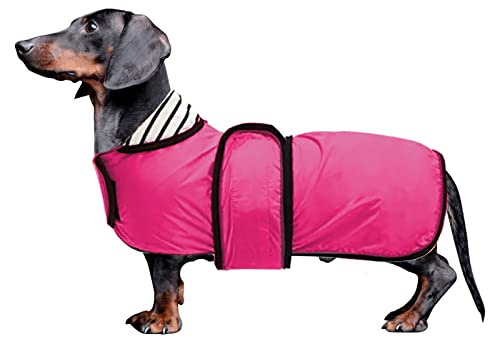 MOREZI Hunderegenmantel mit Reflexstreifen, Regen-/wasserdicht, verstellbare Weste, geeignet für kleine und mittelgroße Hunde wie Dackel-Pink-XL von Morezi