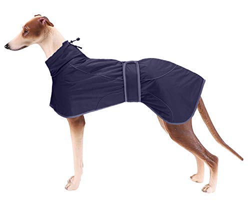 MOREZI Windhund-Wintermantel, Whippet-Mantel mit gepolstertem Fleece-Futter, Wasserabweisende Hundejacke mit verstellbaren Bändern und reflektierenden Elementen-Navy-L von Morezi