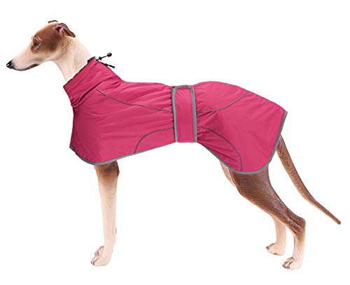 MOREZI Windhund-Wintermantel, Whippet-Mantel mit gepolstertem Fleece-Futter, Wasserabweisende Hundejacke mit verstellbaren Bändern und reflektierenden Elementen-Pink-M von Morezi