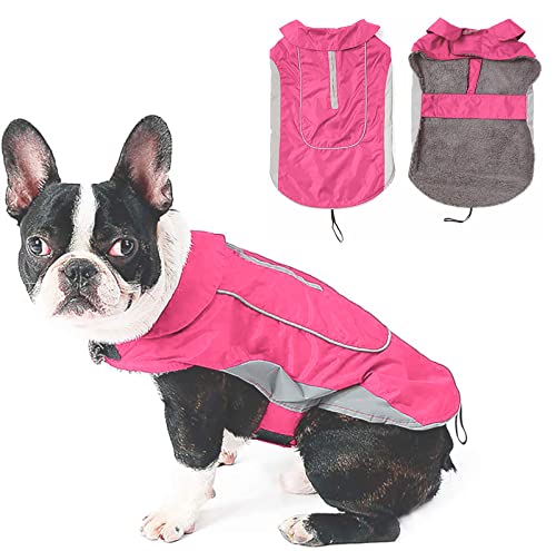 Morezi Winterhundemantel mit wasserdichter Außenschicht und Flusenfutter. Mit Sicherheitsschnalle und Klettverschluss, größenverstellbar, einfach an und auszuziehen-Pink-L von Morezi