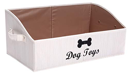 Morezi Heimtierbedarf Aufbewahrungsbox, Canvas Hunde Spielzeugkiste, Faltbare Hundespielzeug Aufbewahrungsbox, rechteckig- Beige von Morezi