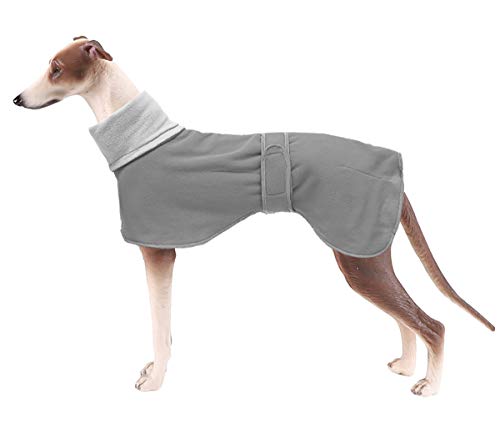 Morezi Winter Hundemantel mit reflektierender Leiste, weiches Polyester-Fleece, verstellbares Band, für Windhunde, Lurcher und Rennhunde-Grau-M von Morezi