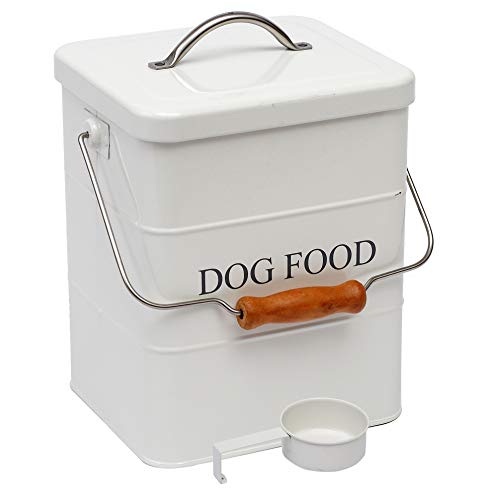 Morezi Dog Food Container,mit Deckel und Löffel hundefutter Box,futteraufbewahrung Hund Vorratsglas-weiß von Morezi