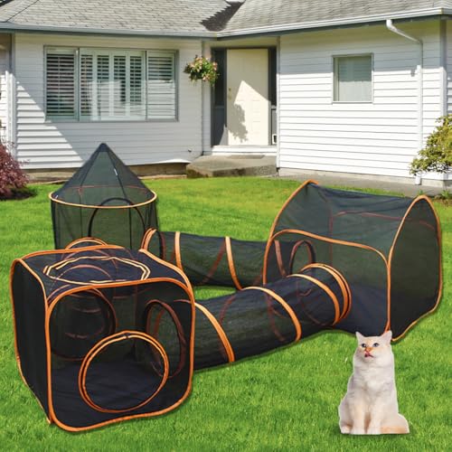 6-in-1 Outdoor-Katzengehege für Indoor-Katzen, Katzenzelt für Haustiere, tragbare Katzenzelte für draußen, faltbarer Outdoor-Katzentunnel mit Aufbewahrungstasche für Indoor-Katzen, Kätzchen und von Mornyray