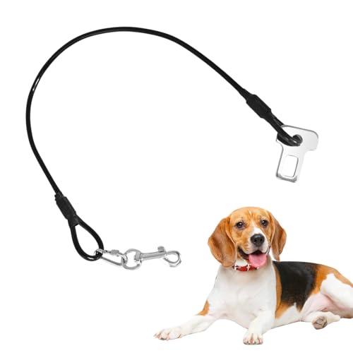 Moslalo Hunde-Sicherheitsgurt fürs Auto, Kausicherer Hunde-Auto-Sicherheitsgurt | Anti-Kau-Sicherheitsgurt für Hunde im Auto aus beschichtetem Stahl,Kopfstützenstütze für Hunde aus Stahlkabel mit von Moslalo