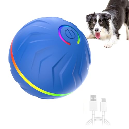 Moslalo Interaktives bewegliches Hundespielzeug, aktiver rollender Ball für Hunde | Automatisch Springender Ball, Spielzeugball für Haustiere - USB-wiederaufladbarer Ballwerfer für Hunde, Spielzeug von Moslalo