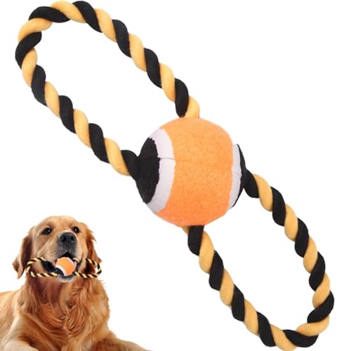 Moslalo Tennisball-Seil-Hundespielzeug,Hunde-Seil-Kauspielzeug - Tauziehen Seil Interaktiver Tennisball - Halloween-Kauspielzeug für kleine Hunde und Welpen, Katzen von Moslalo