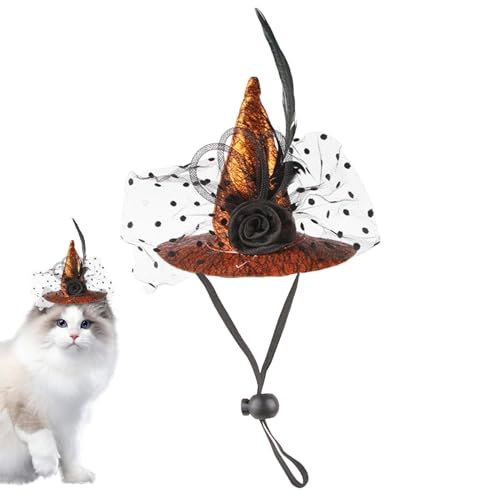 Moslate Halloween-Kostüme für Hunde, Hexenhut für Hunde - Cosplay Halloween Outfits Hexenhut | Haustier-Katzen-Halloween-Bekleidung, Verstellbarer Kinnriemen, Hunde-Cosplay-Zubehör für kleine Katzen von Moslate