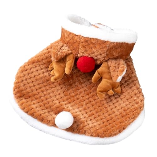 Moslate Katzen-Weihnachtsumhang, Weihnachts-Hundeumhang - Lustiger Warmer Katzenumhang für kaltes Wetter mit Mütze,Kapuzenpullover mit lustigem Rentier-Design von Moslate