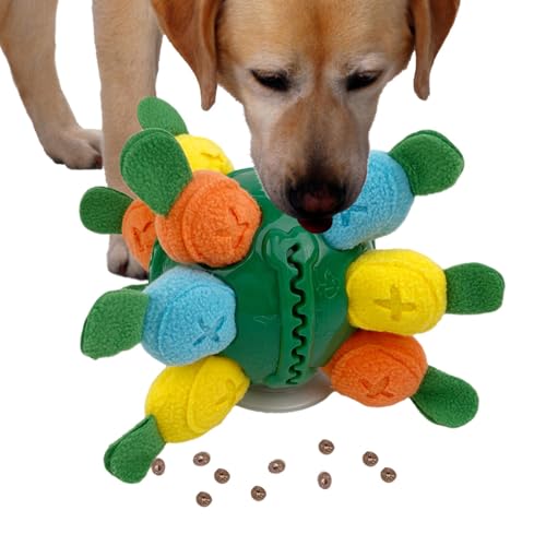 Moslate Sniffle Interactive Treat Ball, Schnüffelball für Hunde | Karotten-Design, Stoffstreifen, der Lebensmittel-Kauspielzeuge versteckt | Tragbares Futtersuchspielzeug für Hunde mit Sound für von Moslate