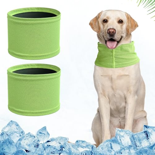 Mosucoirl Kühlhalsband für Hunde,Kühlendes Halstuch für Haustiere Atmungsaktives Hundehalstuch Weiches kühlendes Hundekopftuch Geeignet für Hunde und Katzen im Sommer drinnen und draußen(Grün, L) von Mosucoirl